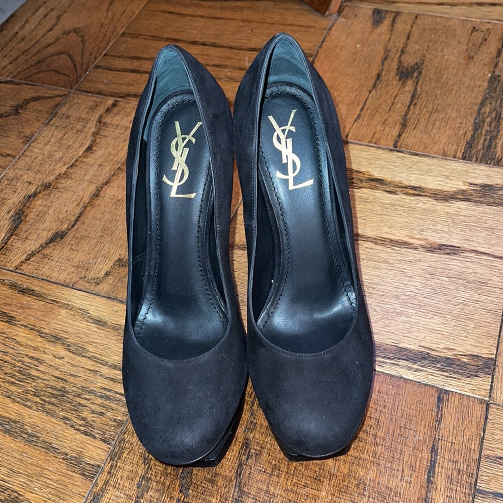NWOT YSL Blsck suede platform heels